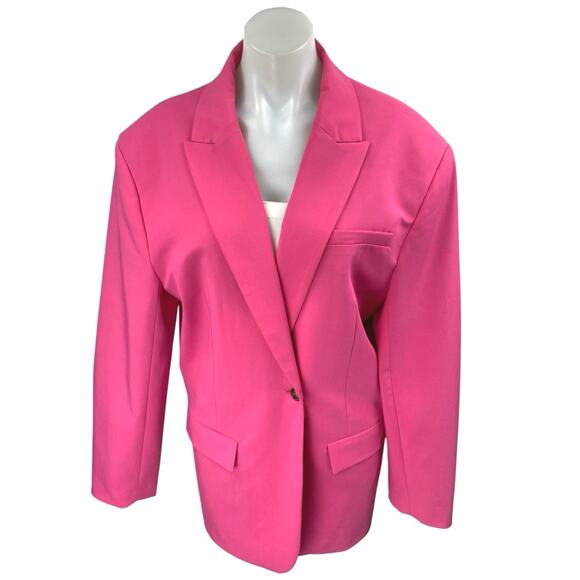 Zara Women's Pink One Button Notch Collar Long Sleeve Blazer Coat Jacket Size M - Picture 1 of 4